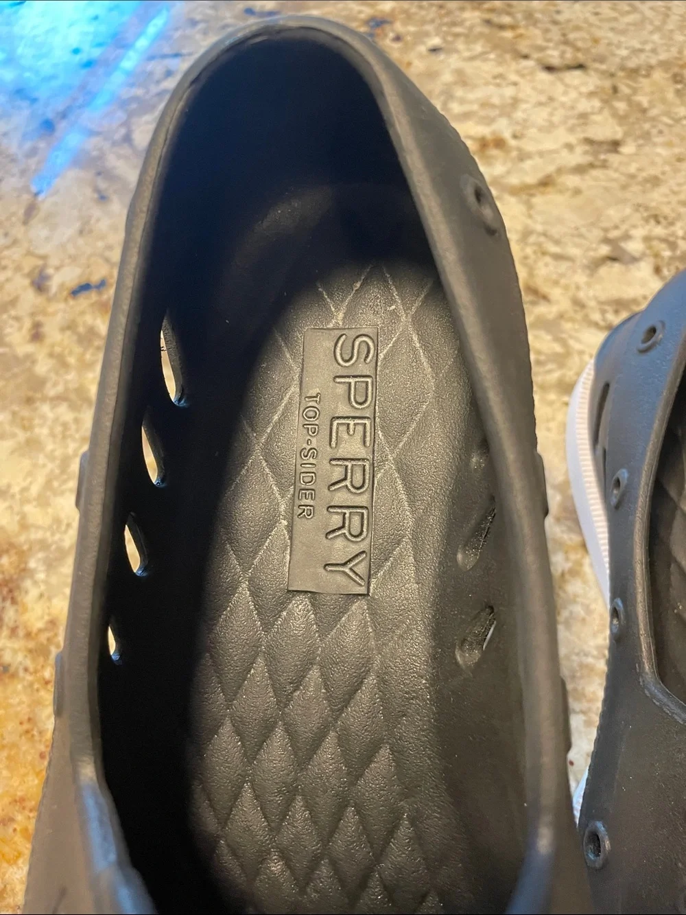 Sperry Men’s Black Perforated Slip-On Boat Shoes